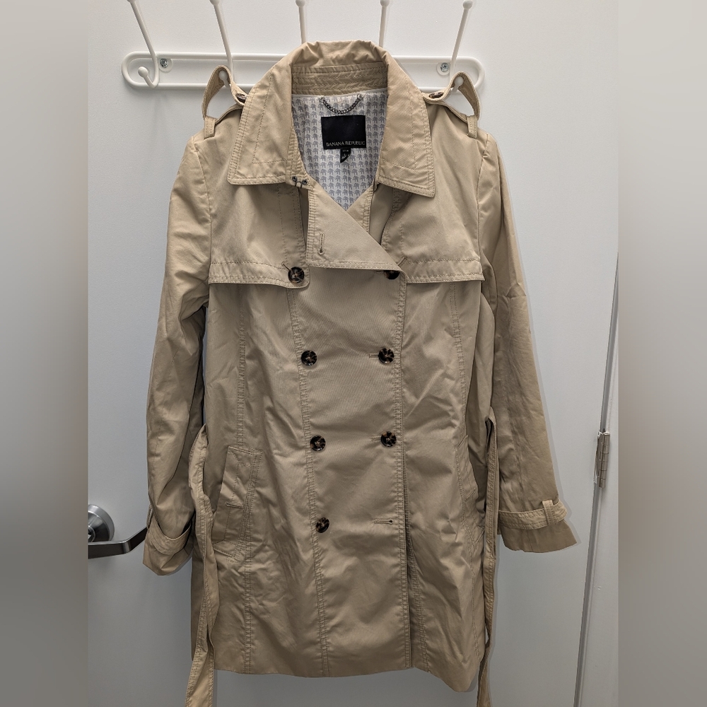 Beige Double-Breasted Trench Coat